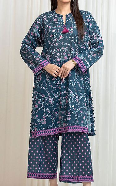 Edenrobe Navy Blue Lawn Suit (2 Pcs) | Pakistani Lawn Dress in USA- Image 1