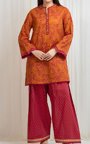 Edenrobe Bright Orange Lawn Suit (2 Pcs) | Pakistani Lawn Dress in USA- Image 1