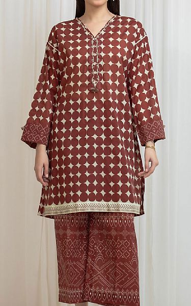 Edenrobe Brown Lawn Suit (2 Pcs) | Pakistani Lawn Dress in USA- Image 1