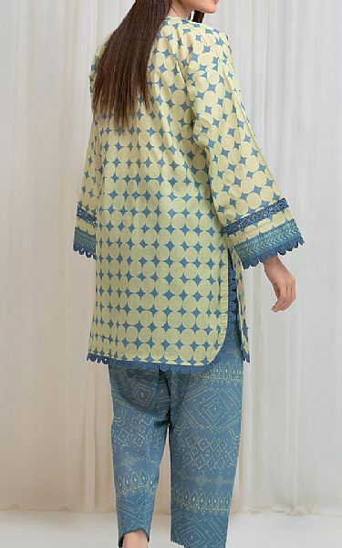 Edenrobe Lime/Blue Lawn Suit (2 Pcs) | Pakistani Lawn Dress in USA- Image 2