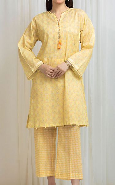 Edenrobe Yellow Lawn Suit (2 Pcs) | Pakistani Lawn Dress in USA- Image 1