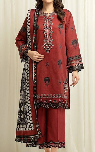 Edenrobe Dull Red Lawn Suit | Pakistani Lawn Dress in USA- Image 1