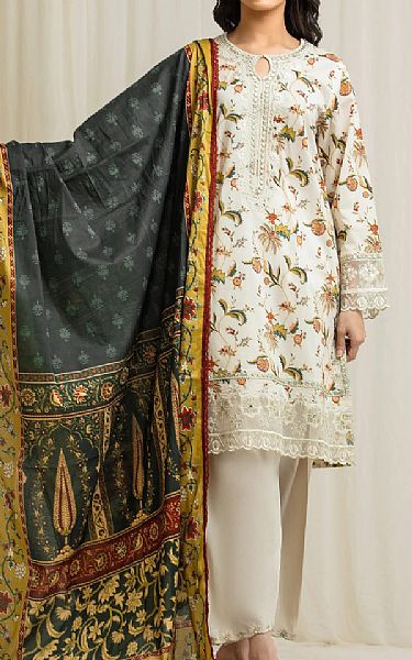 Edenrobe Off White Lawn Suit | Pakistani Lawn Dress in USA- Image 1