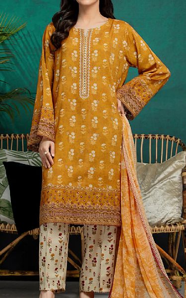Edenrobe Orange Raw Silk Suit | Pakistani Embroidered Chiffon Dresses USA- Image 1