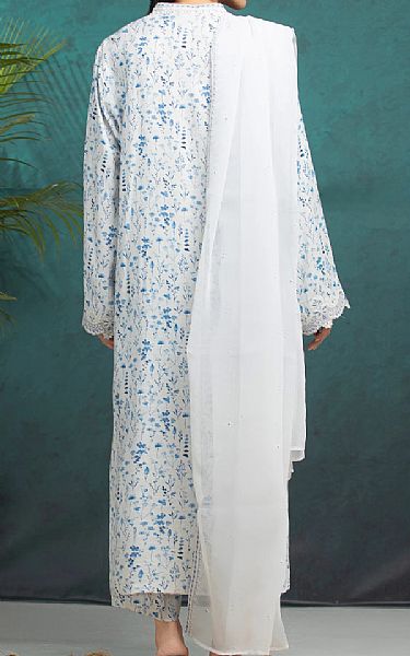 Edenrobe Off White Raw Silk Suit | Pakistani Embroidered Chiffon Dresses USA- Image 2