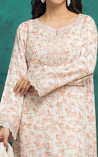 Edenrobe Off White Raw Silk Suit | Pakistani Embroidered Chiffon Dresses USA- Image 3