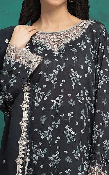 Edenrobe Black Raw Silk Suit | Pakistani Embroidered Chiffon Dresses USA- Image 3