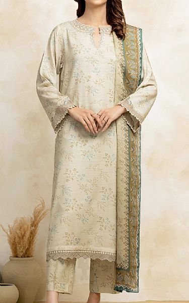 Edenrobe Beige Raw Silk Suit | Pakistani Embroidered Chiffon Dresses USA- Image 1