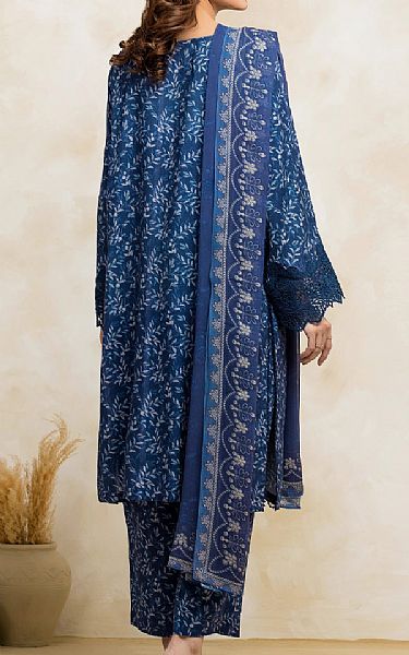 Edenrobe Blue Raw Silk Suit | Pakistani Embroidered Chiffon Dresses USA- Image 2