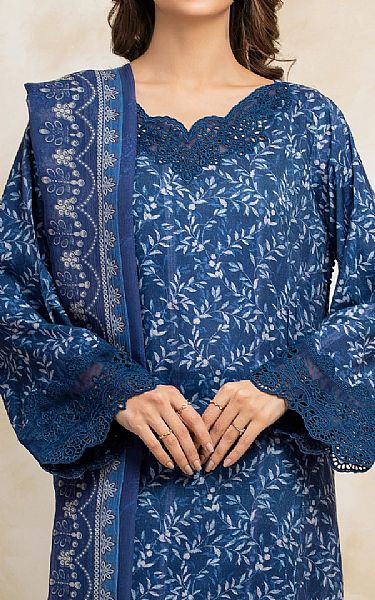 Edenrobe Blue Raw Silk Suit | Pakistani Embroidered Chiffon Dresses USA- Image 3