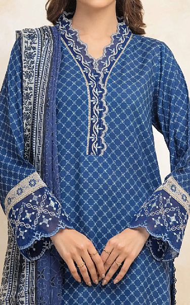 Edenrobe Blue Raw Silk Suit | Pakistani Embroidered Chiffon Dresses USA- Image 3