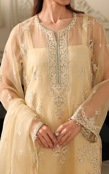 Edenrobe Cream Organza Suit | Pakistani Embroidered Chiffon Dresses USA- Image 3