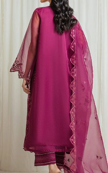 Edenrobe Magenta Organza Suit | Pakistani Embroidered Chiffon Dresses USA- Image 2