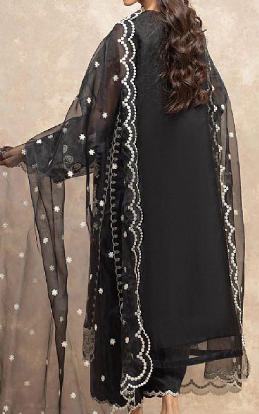 Edenrobe Black Organza Suit | Pakistani Embroidered Chiffon Dresses USA- Image 2