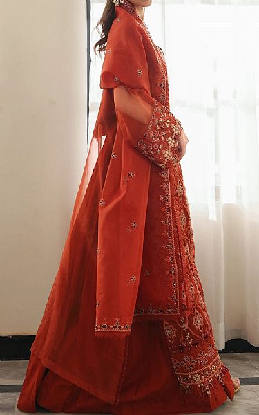Edenrobe Rust Organza Suit | Pakistani Embroidered Chiffon Dresses USA- Image 2