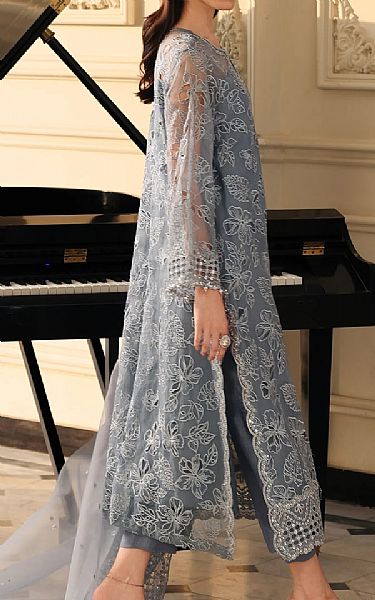 Edenrobe Grey Organza Suit | Pakistani Embroidered Chiffon Dresses USA- Image 2
