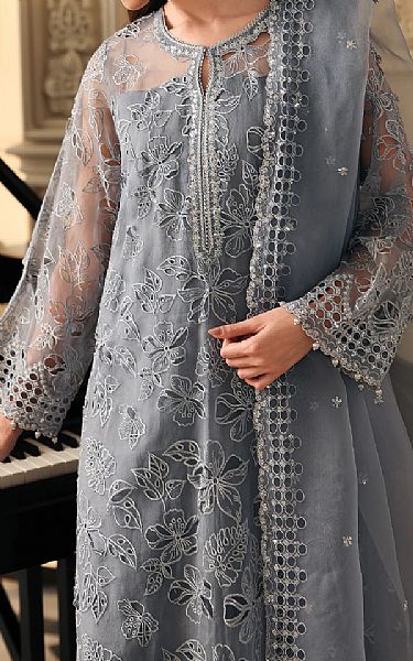 Edenrobe Grey Organza Suit | Pakistani Embroidered Chiffon Dresses USA- Image 3