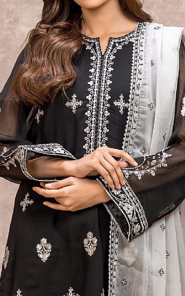 Edenrobe Black Chiffon Suit | Pakistani Embroidered Chiffon Dresses USA- Image 3
