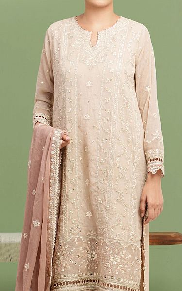 Edenrobe Beige Chiffon Suit | Pakistani Embroidered Chiffon Dresses USA- Image 3