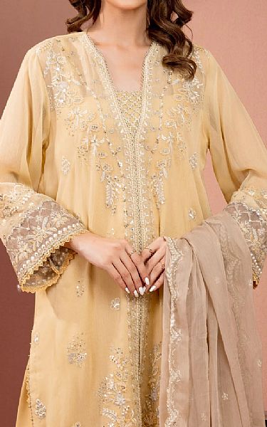 Edenrobe Sand Gold Chiffon Suit | Pakistani Embroidered Chiffon Dresses USA- Image 3