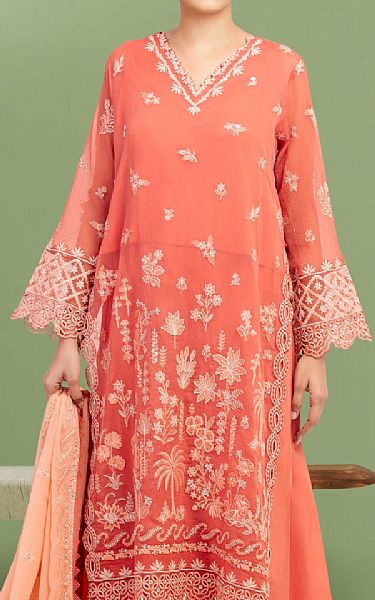 Edenrobe Coral Chiffon Suit | Pakistani Embroidered Chiffon Dresses USA- Image 3