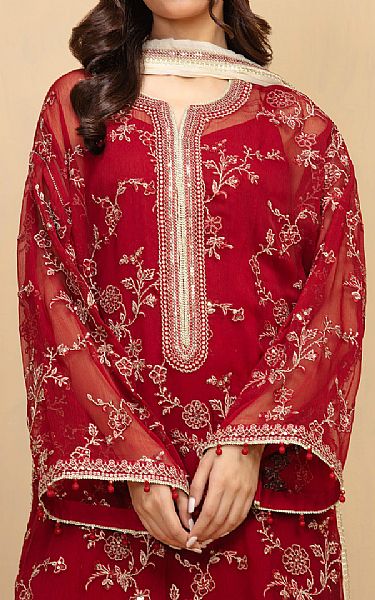 Edenrobe Red Chiffon Suit | Pakistani Embroidered Chiffon Dresses USA- Image 3
