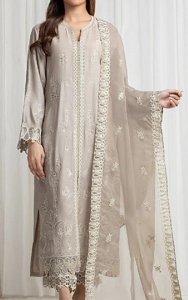 Edenrobe Pastel Grey Raw Silk Suit | Pakistani Embroidered Chiffon Dresses USA- Image 1