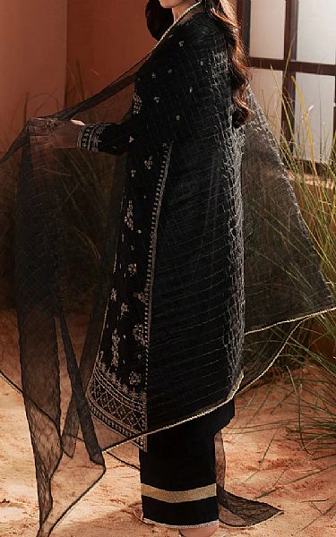 Edenrobe Black Raw Silk Suit | Pakistani Embroidered Chiffon Dresses USA- Image 2