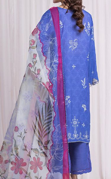 Edenrobe Periwinkle Blue Raw Silk Suit | Pakistani Embroidered Chiffon Dresses USA- Image 2