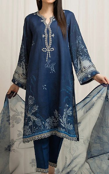 Edenrobe Pickled Bluewood Raw Silk Suit | Pakistani Embroidered Chiffon Dresses USA- Image 1