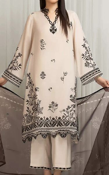 Edenrobe Ivory Raw Silk Suit | Pakistani Embroidered Chiffon Dresses USA- Image 1