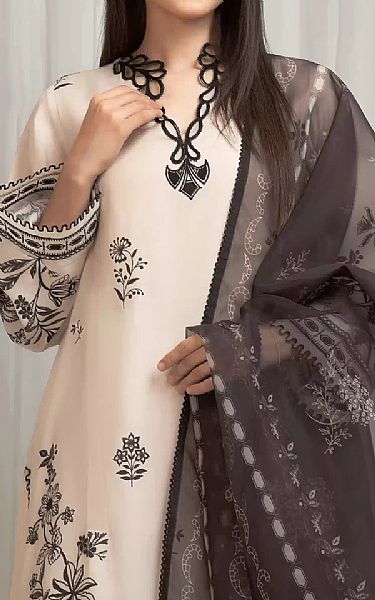 Edenrobe Ivory Raw Silk Suit | Pakistani Embroidered Chiffon Dresses USA- Image 3