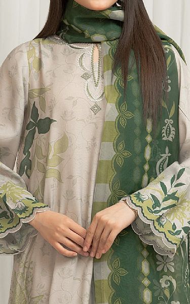 Edenrobe Pastel Grey/Sage Raw Silk Suit | Pakistani Embroidered Chiffon Dresses USA- Image 3