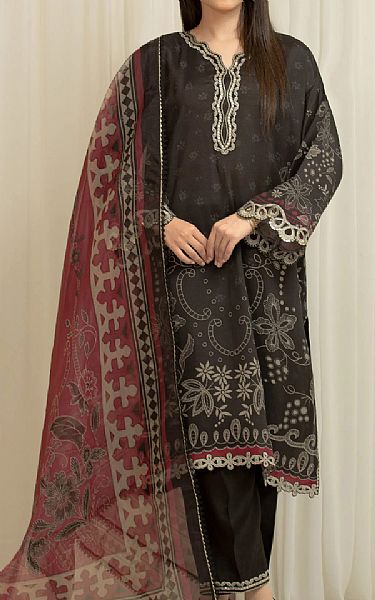Edenrobe Black Raw Silk Suit | Pakistani Embroidered Chiffon Dresses USA- Image 1