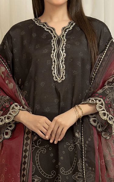 Edenrobe Black Raw Silk Suit | Pakistani Embroidered Chiffon Dresses USA- Image 3