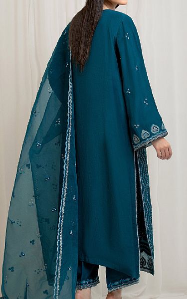 Edenrobe Teal Silk Suit | Pakistani Embroidered Chiffon Dresses USA- Image 2