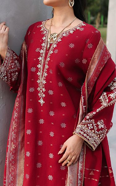 Edenrobe Red Jacquard Suit | Pakistani Embroidered Chiffon Dresses USA- Image 3