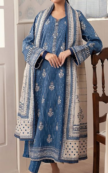 Edenrobe Denim Blue Cambric Suit | Pakistani Lawn Dress in USA- Image 1
