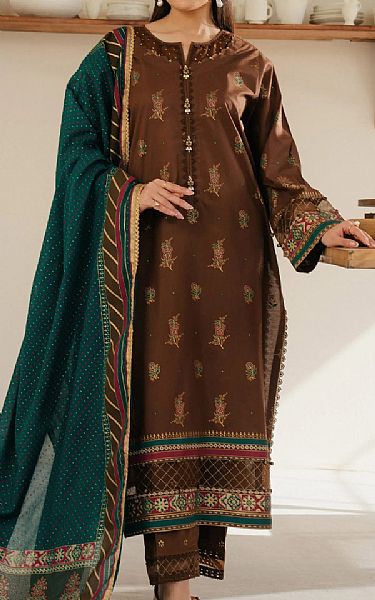 Edenrobe Brown Cambric Suit | Pakistani Lawn Dress in USA- Image 1