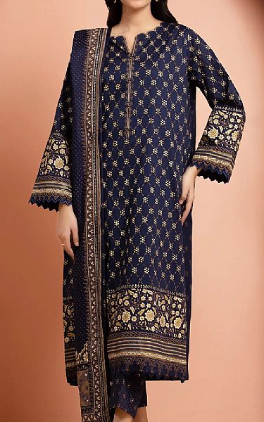 Edenrobe Navy Blue Cambric Suit | Pakistani Lawn Dress in USA- Image 1