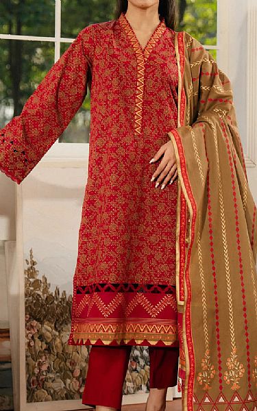 Edenrobe Crimson Red Cambric Suit | Pakistani Lawn Dress in USA- Image 1