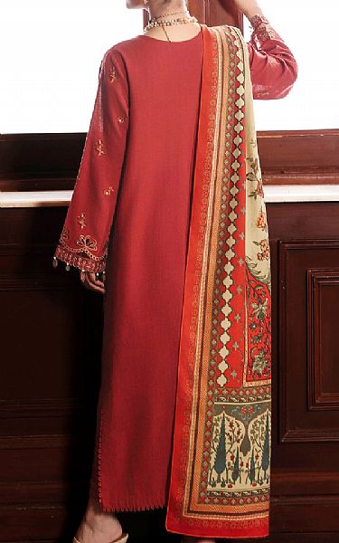 Edenrobe Dull Red Khaddar Suit | Pakistani Winter Dresses in USA- Image 2