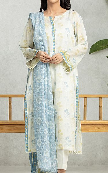Edenrobe Off White Lawn Suit | Pakistani Lawn Dress in USA- Image 1