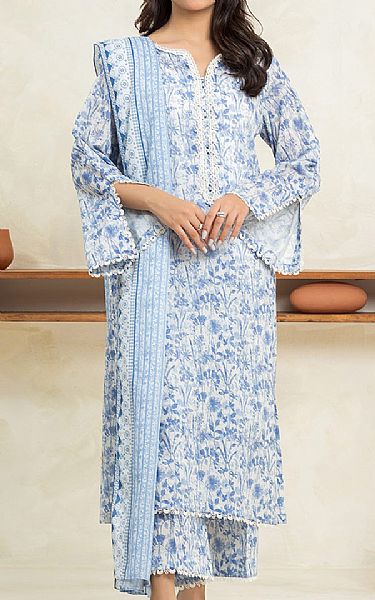Edenrobe Blue/Off White Lawn Suit | Pakistani Lawn Dress in USA- Image 1