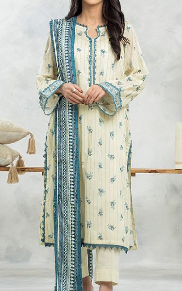 Edenrobe Cream Lawn Suit | Pakistani Lawn Dress in USA- Image 1