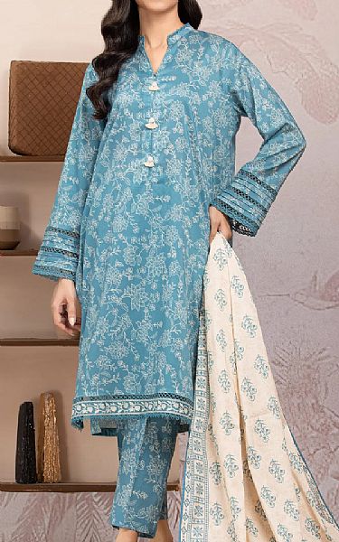 Edenrobe Moonstone Blue Lawn Suit | Pakistani Lawn Dress in USA- Image 1