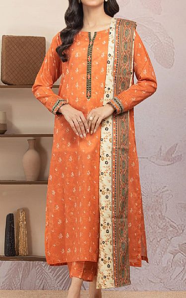 Edenrobe Sunrise Orange Lawn Suit | Pakistani Lawn Dress in USA- Image 1