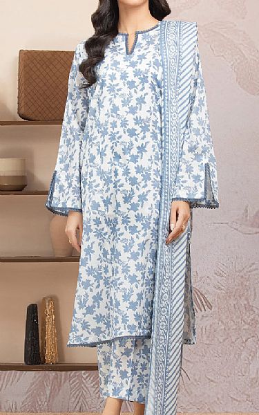 Edenrobe Off White/Cloudy Blue Lawn Suit | Pakistani Lawn Dress in USA- Image 1