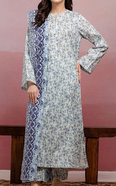 Edenrobe Grey/Blue Lawn Suit | Pakistani Lawn Dress in USA- Image 1
