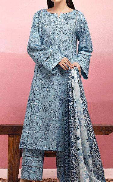 Edenrobe Pale Aqua Lawn Suit | Pakistani Lawn Dress in USA- Image 1